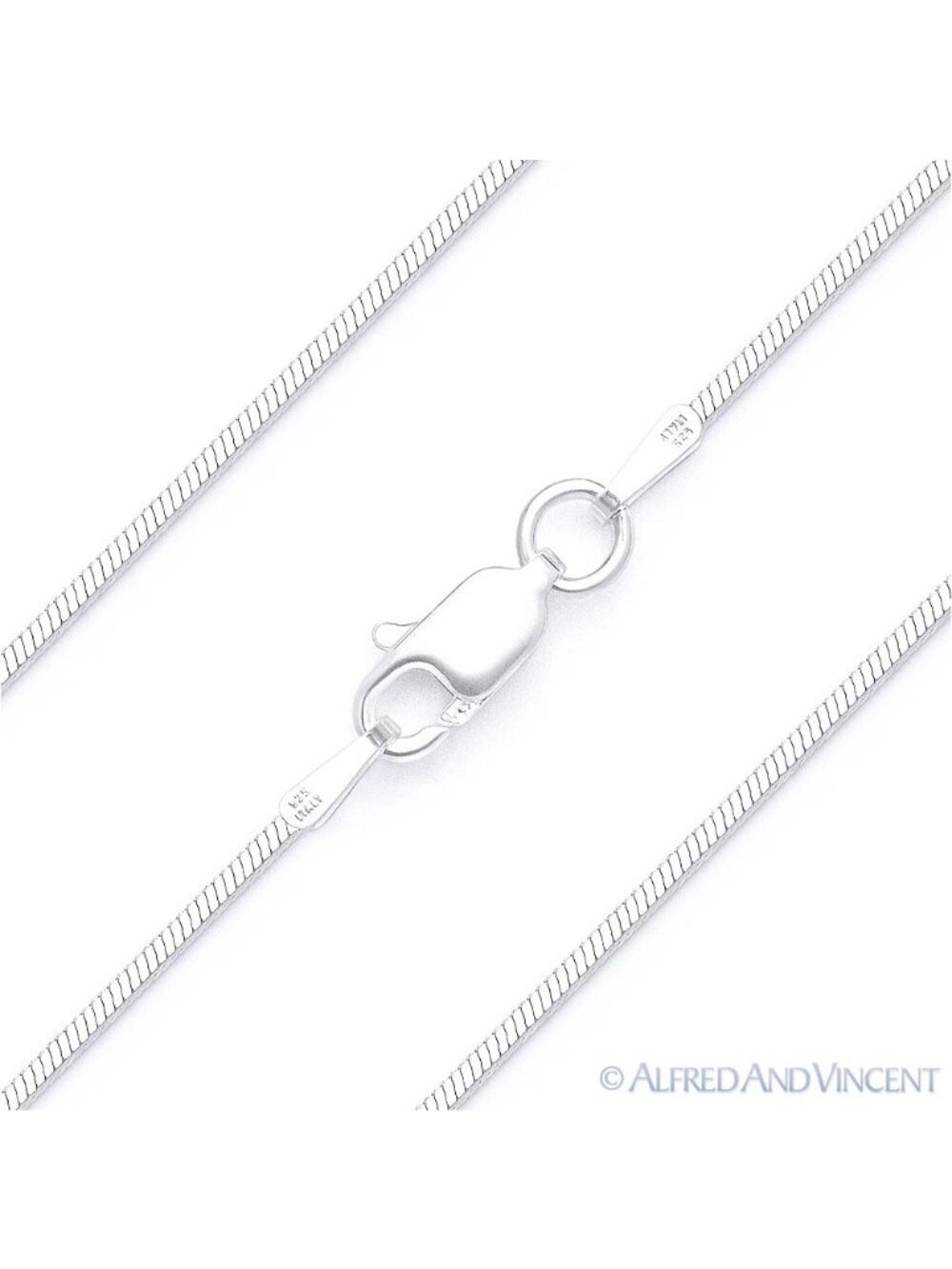0.7mm 4-Sided Snake Link Italian Chain Necklace in .925 Sterling Silver - 16"